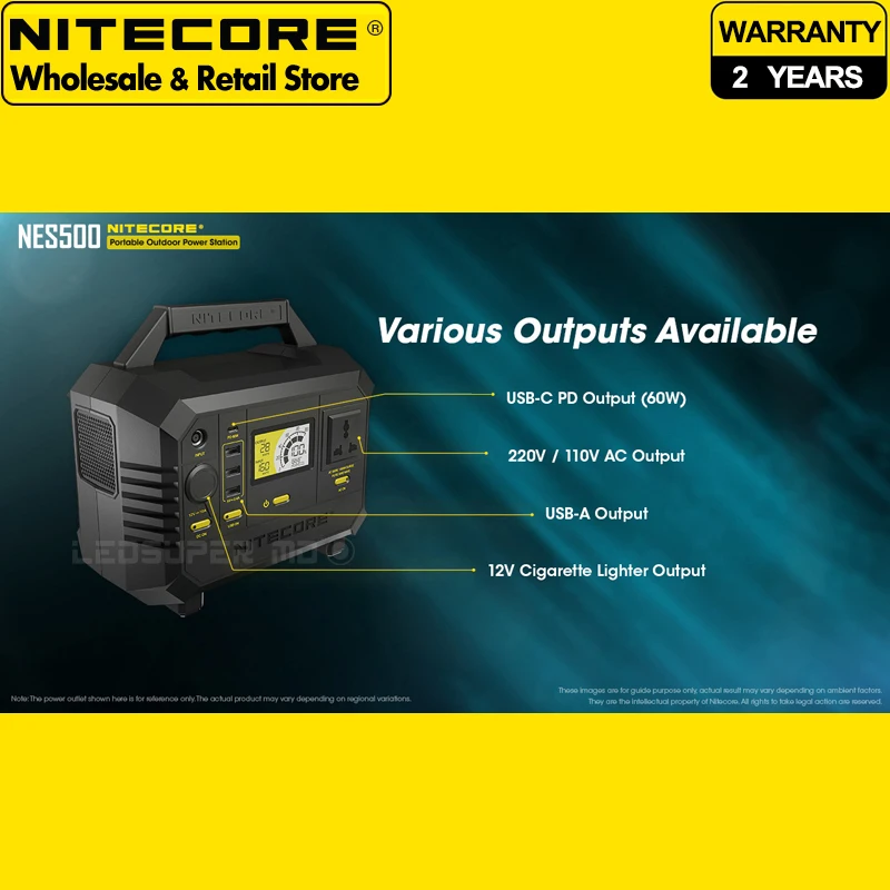 518Wh / 144000mAh High Capacity NITECORE NES500 Portable Outdoor Power Bank Station