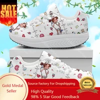 Spring Autumn Women's Swing Shoes Mesh Woman Platform Footwear Female Nurse Shoe Medical ECG Medicine Print Sneakers 1