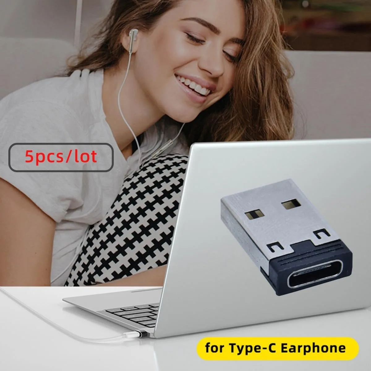 5Pac 풀 타이트 USB to USB C 어댑터, USB 타입 A(수) to USB 타입 C(암) 변환, PC/Mac/차량용 충전기/DC 어댑터에 타입 C를 추가하세요