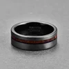 Nuncad 8MM Electroplated Black Matte Surface Acacia Tungsten Carbide Ring Cool Punk Men's Party Jewelry Wedding Wood Rings T163R 4