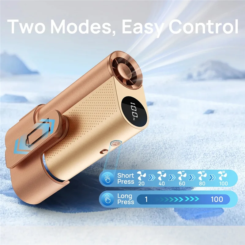 Mini Fan With 100-Speeds High-Speed Wind Power Ultra-Long Battery Outdoor Portable Waist-Hanging Fan