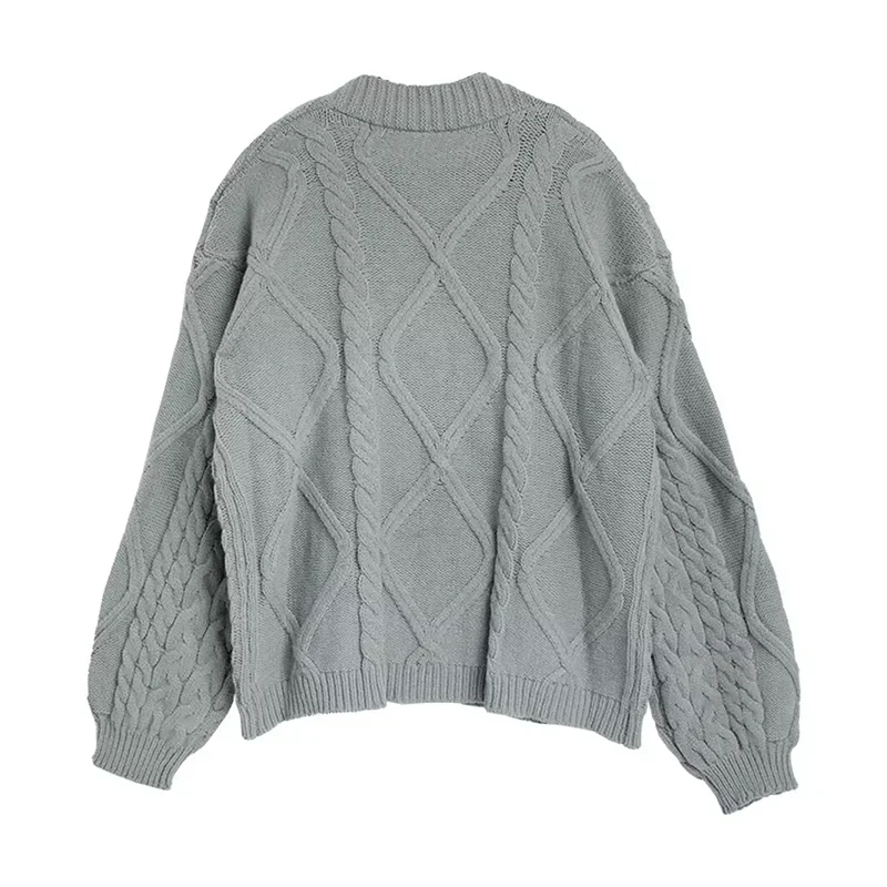 TTPD Cardigan Cozy Chunky Cable Knit V-neck Patched Grey Sweater Jacket for Women Autumn Winter TS Cardigan 2