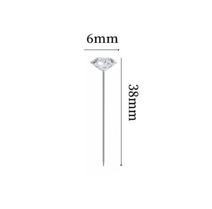 50/100Pcs 다이아몬드 라인스톤 크리스탈 헤드 핀, 결혼 기념일을 위한 투명한 꽃다발 꽃 핀 발렌타인 데이 DIY 공예
