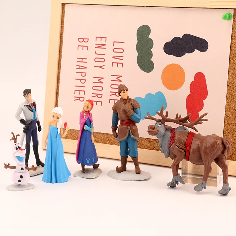6 Pz/Lotto Anime Disney Movie Frozen Anna Elsa Kristoff Olaf Hans Cake Decoration Action Figure Pvc Model Dolls Toys Gift
