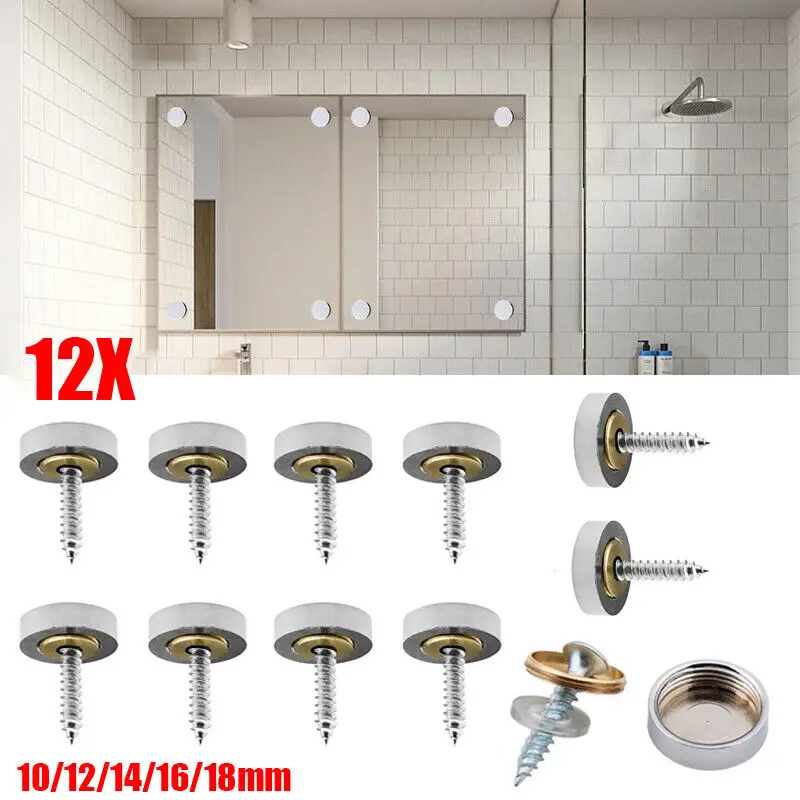

12Pcs/Set Mirror Fasteners Screws Decorative Cap Nails Advertising Glass Screws Stainless Steel Cover Furniture Hardware 10-18mm