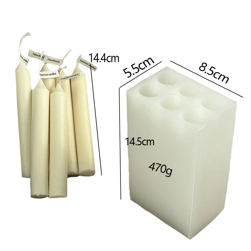 Description Picture 3 of item6 Cylindrical Candle Silicone Mold DIY Handmade Craft Making Long Strip Conical Aromatherapy Soap Epoxy Mould Home Dinner Decor