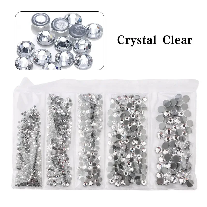 عالية الجودة 1200 قطعة/الوحدة الإصلاح متعدد الألوان حجر الراين SS6-SS30 مزيج حجم الإصلاح الساخن بلورات الزجاج حجر الراين للملابس DIY بها بنفسك