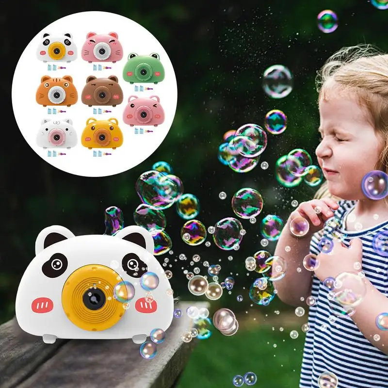 Cartoon Animal Bubble Machine Full Automatic Light Electric Blow Bubble Camera Kid Outdoor Multifunction Automatic Bubble Blower 2