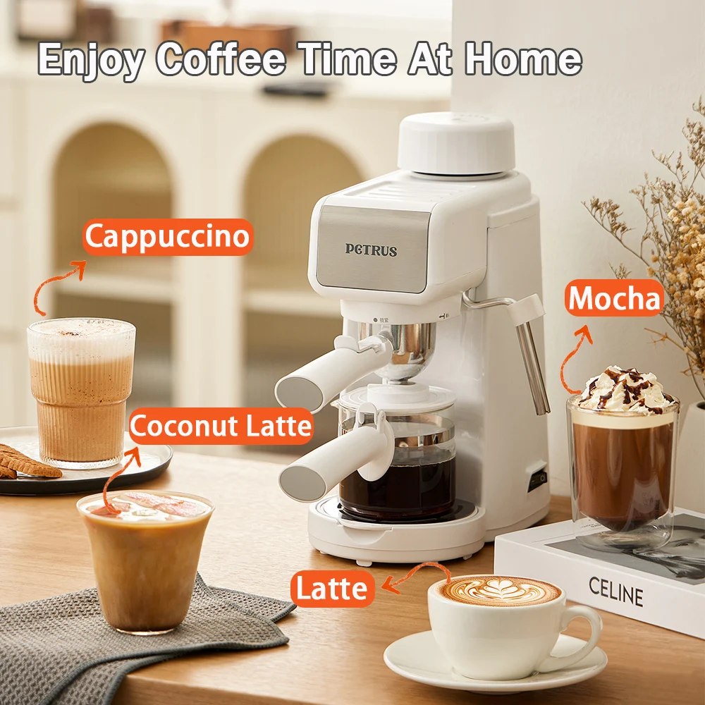 Petrus Espresso Coffee Machine Mini 5 Bar With Fancy Milk Function Latte Cappuccino For Beginners 4
