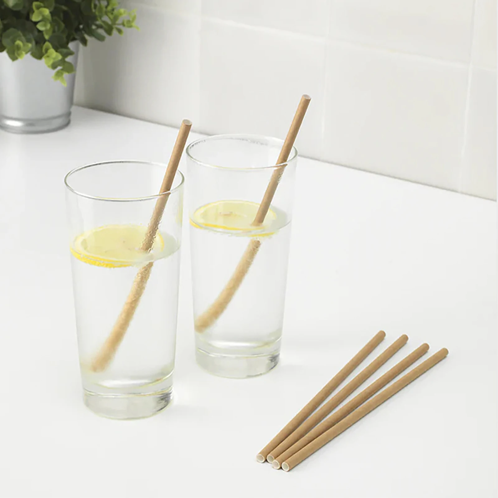 100 Pcs Cocktail Straws Compostable Biodegradable Straws 7.75 in Long for Smoothies Tumblers Cocktail MilkShake for Party Travel