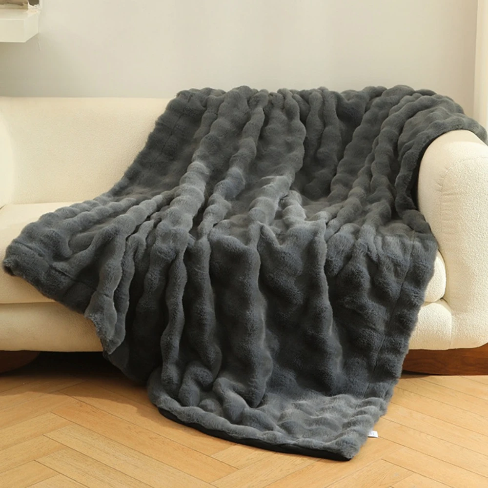 Coperta Morbida Pelosa - in Pelliccia Sintetica - Coperte Pelose - Plaid di Finta Pelliccia Coniglio - Finto Pelo,04,150 * 200cm 1.1Kg