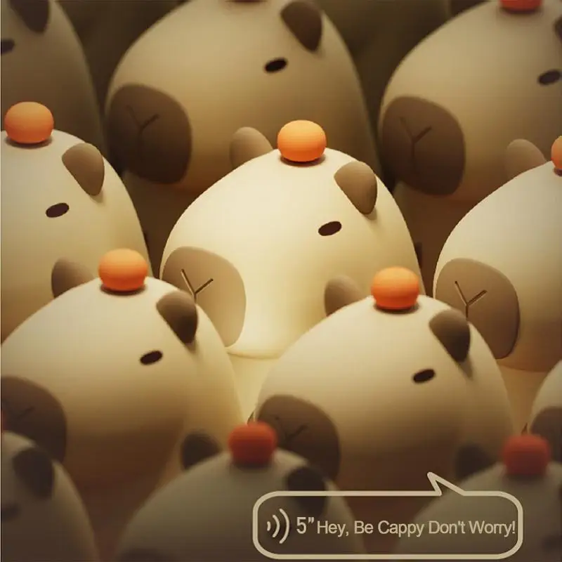 Cute Capybara Baby Night Light Dimmable Usb Charging Bedroom Bedside Nightlight Eye Care Kid Holiday Lighting Lamp Gifts