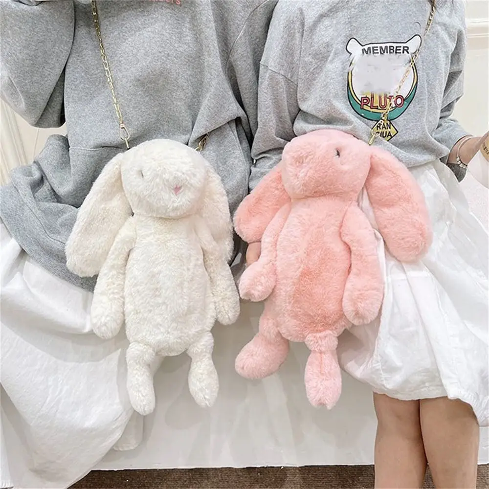 Long Ear Plush Shoulder Bag Casual Fashion Rabbit Doll Chain Strap Rabbit Plush Bags Bunny Handbag Crossbody Bag For Girls ucanaan 1 pc metal handbag for 1 3 bjd dolls accessories for 1 4 sd doll clutch bag bjd accessories girls diy playhouse toys