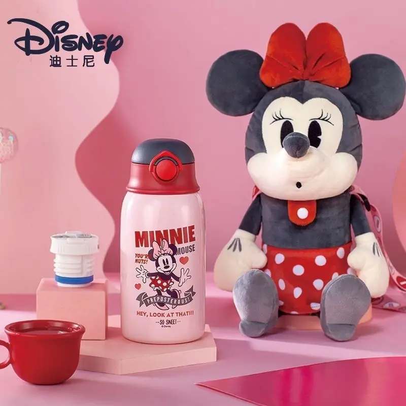 Disney Frozen Elsa Princess Thermos Cup Minnie Mickey Mouse Water Bottle Precisione 3D Thermos Peluche Doll Cup Cover Set Regalo Carino