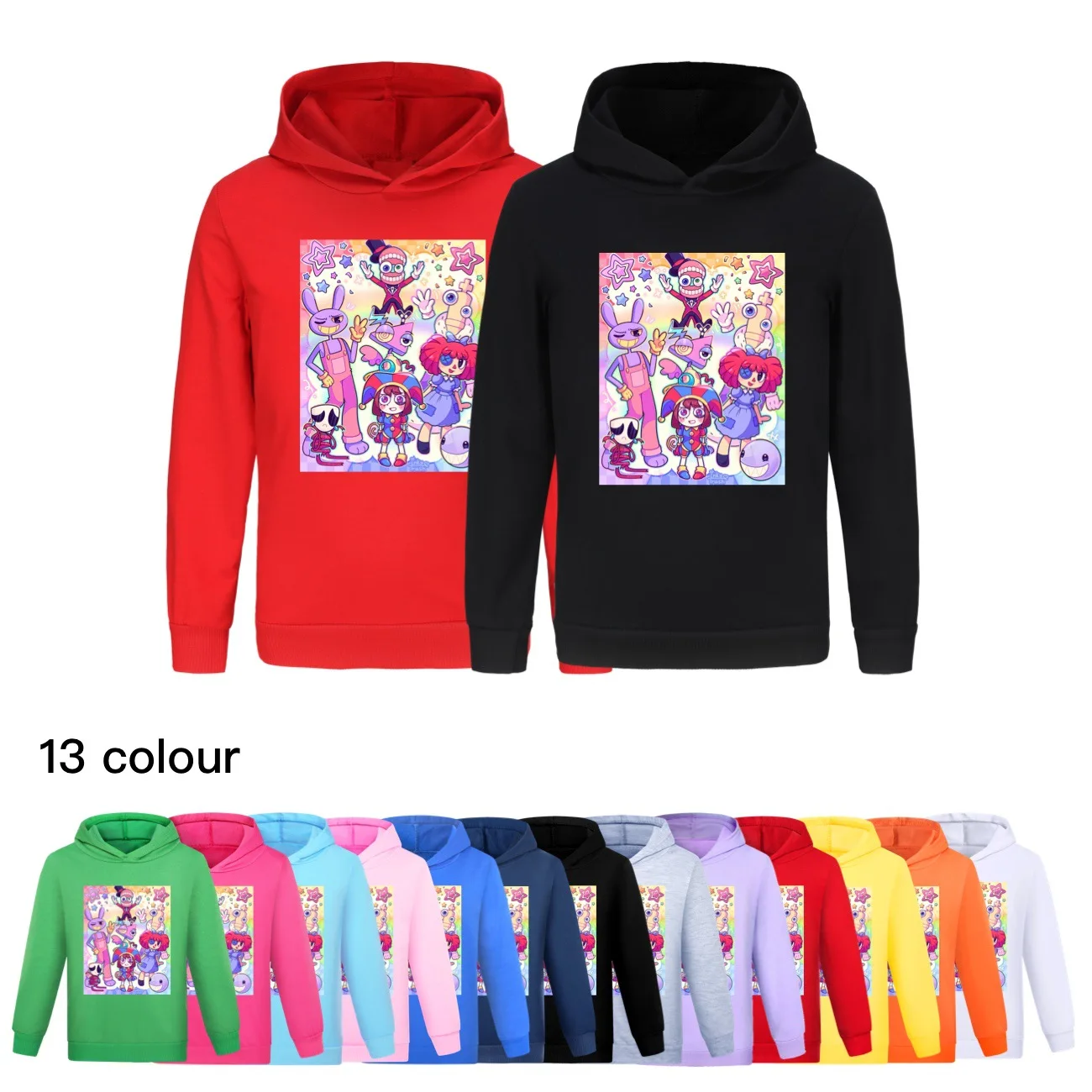 

The Amazing Digital Circus Merch Costume Kids Pomni Jax Clothes Baby Boy Hooded Sweatshirts Girls Kawaii Coat Children Outerwear