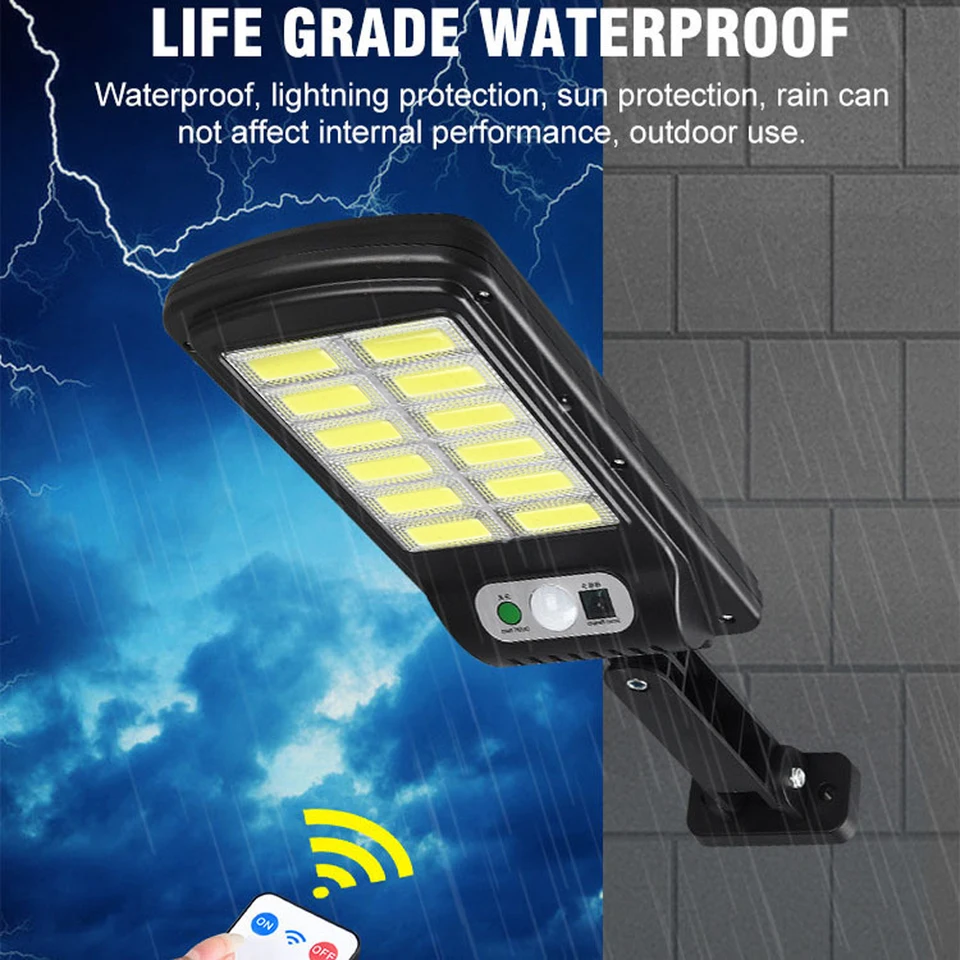 Aigostar Luce Solare Led Esterno con Telecomando 50W 500LM Lampade da Esterno solari IP65 Impermeabile plafoniera solare per interni/esterni, regolabile 3000K/4000K/6500K, Lunghezza cavo 3M