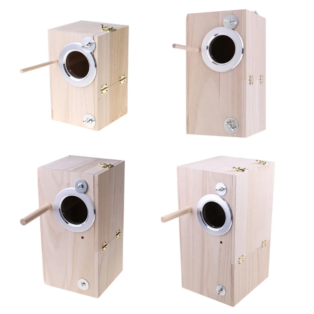 Wooden Bird Nesting Breeding Box House Parakeet Mating for Case with Clear Window for Cockatiel Finch Canaries Lovebird 2