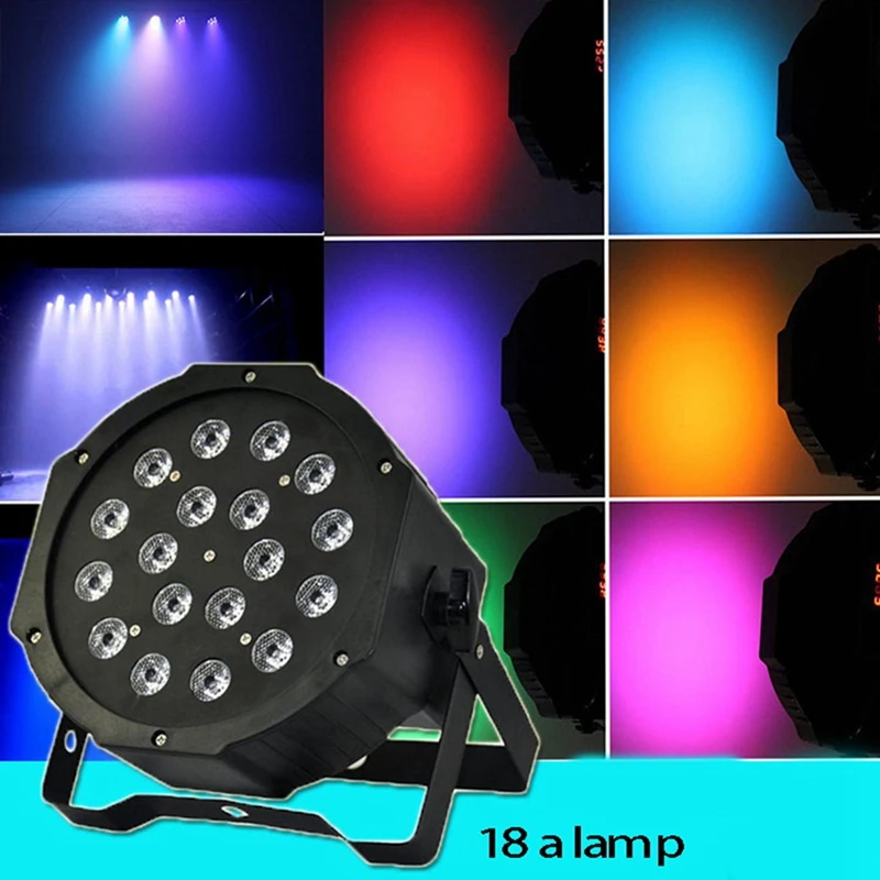 LED 다운라이트 RGB 사운드 활성화 무대 조명, 리모컨 워싱 라이트, 웨딩 파티 라이브 공연, 10W x 18