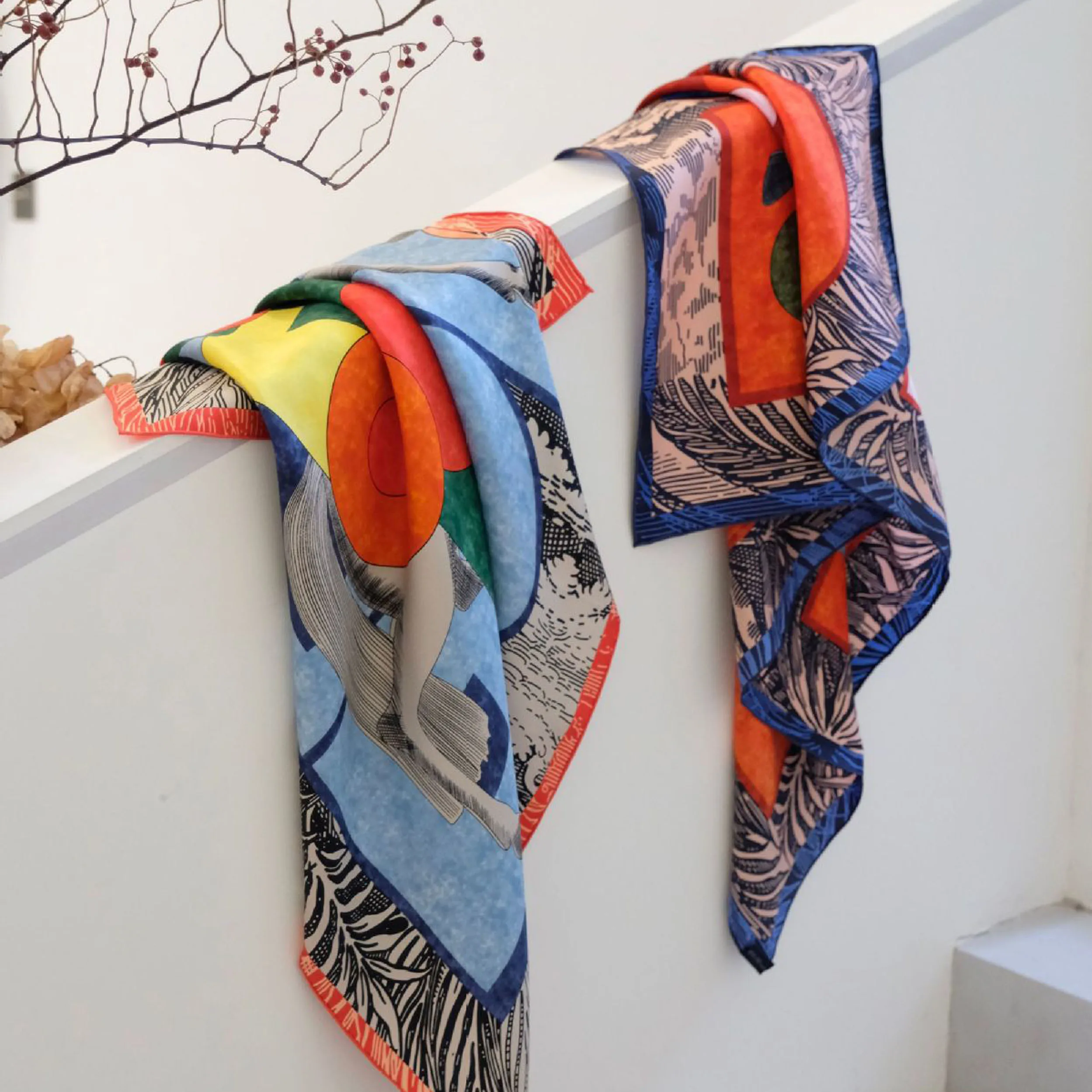 

Brand Design Women Silk Print Scarves 90*90cm Lady Square Silk Scarf Foulard for Head Free Shipping