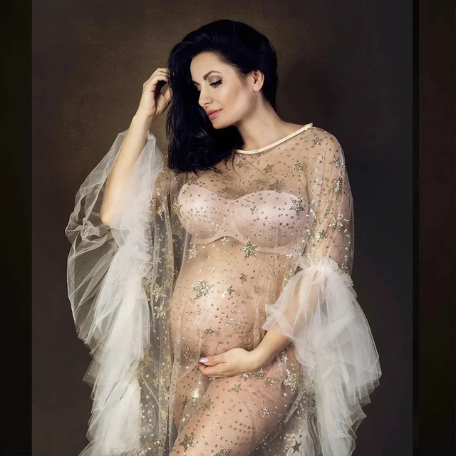 Combinaison de batterie de déesse sexy pour femme enceinte, robe d' accessoires de photographie, col en