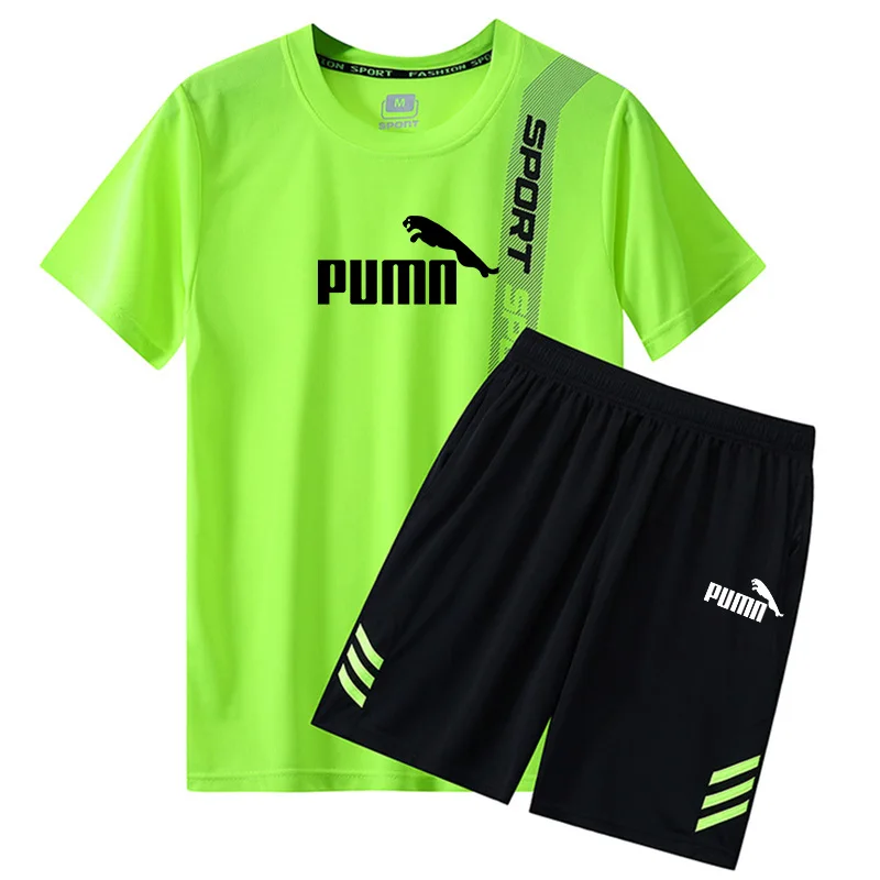 

Мужской спортивный костюм из 2 предметов, Повседневная футболка с коротким рукавом и шорты с принтом, одежда для фитнеса, лето 2024