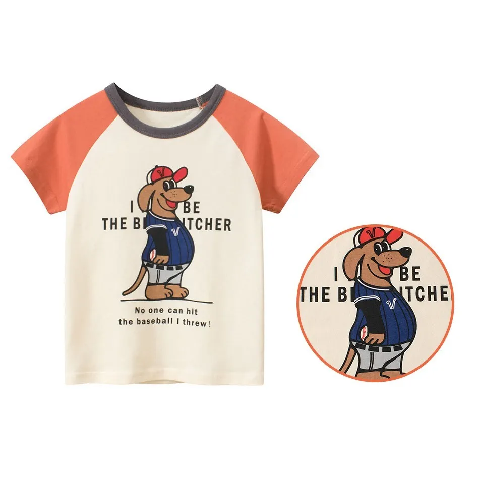 

Kids Tshirt Boy Girl Fashion Crab Sharks T Shirt Children Summer Bear Monkey Tees Baby Casual Cotton Tops Soft Clothes 2-8 Years