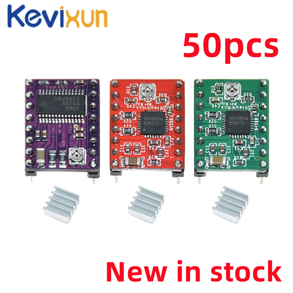 50pcs/ 3D Printer Parts StepStick A4988 DRV8825 Stepper Motor Driver With Heat sink Carrier Reprap RAMPS 1.4