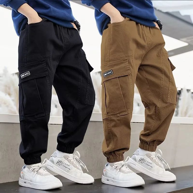 

Boys Casual Overalls Pants Teenage Straight Trousers Kids Hip Hop Joggers Pants High Waist Vintage Streetwear Baggy Sweatpants