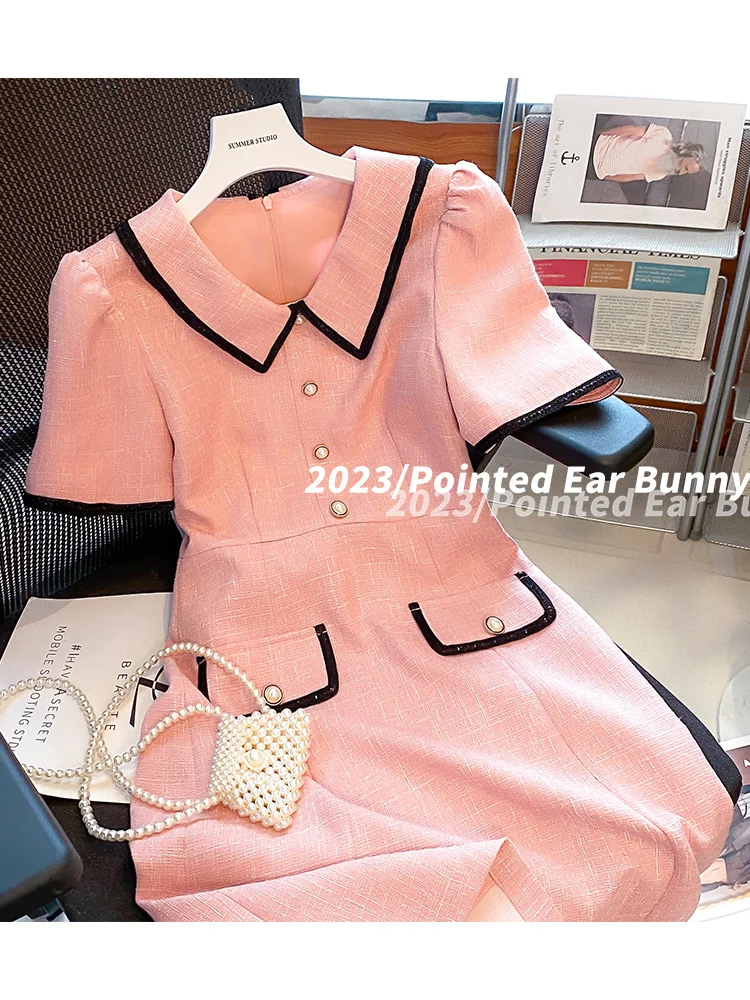 

Xiaoxiangfeng temperament, celebrity pink dress, summer 2023 new high-end feeling, this year's popular beautiful skirt