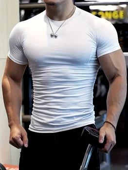 Abbigliamento sportivo attillato, magliette a maniche corte per allenamento fitness, corsa, magliette fitness traspiranti da uomo