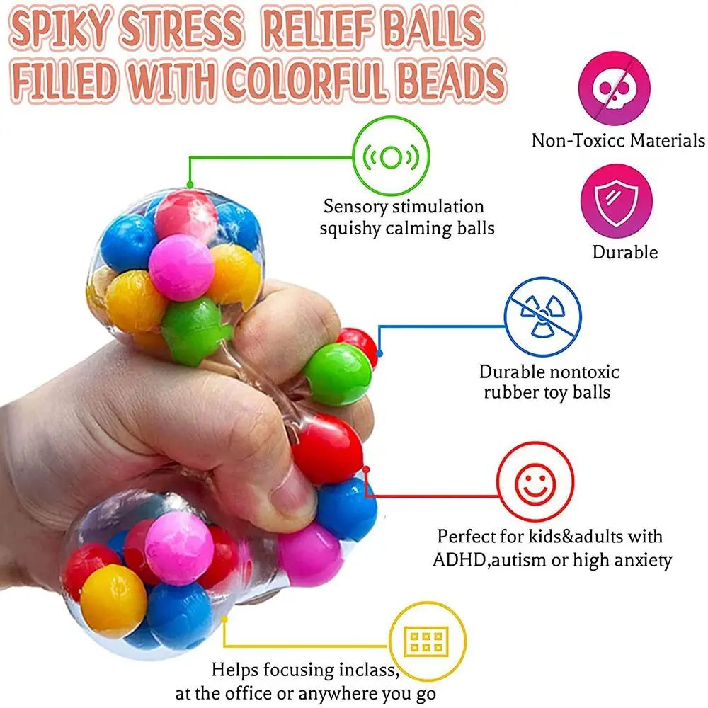 Y4UD Colorful Bead Squeeze Ball Party Favor Set Sensory Fidget Special  Assortment for Kids Adults Portable Squishy Ball - AliExpress