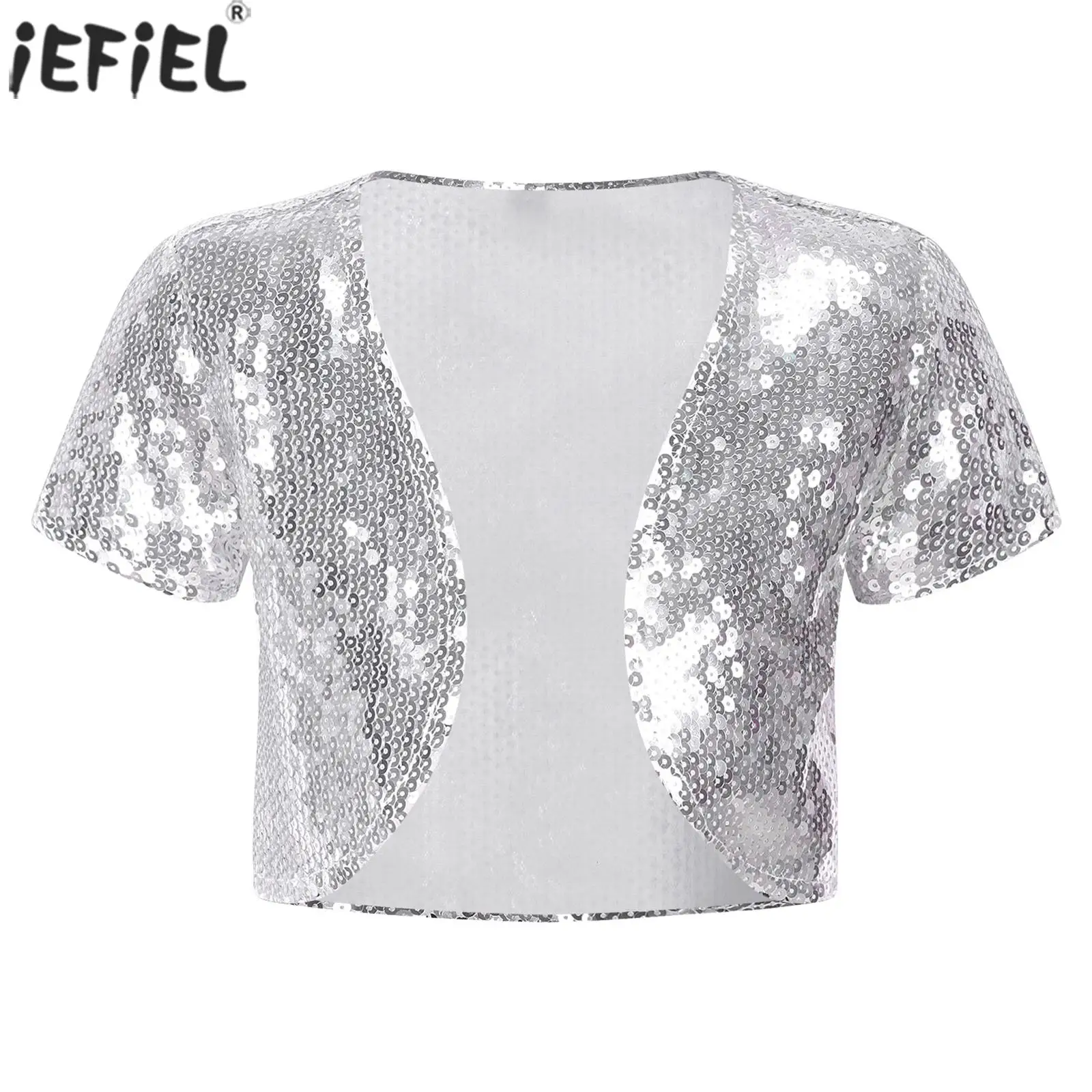 Sequin Silver Short Cardigan Silver Cardigan Girl Women's Trendy