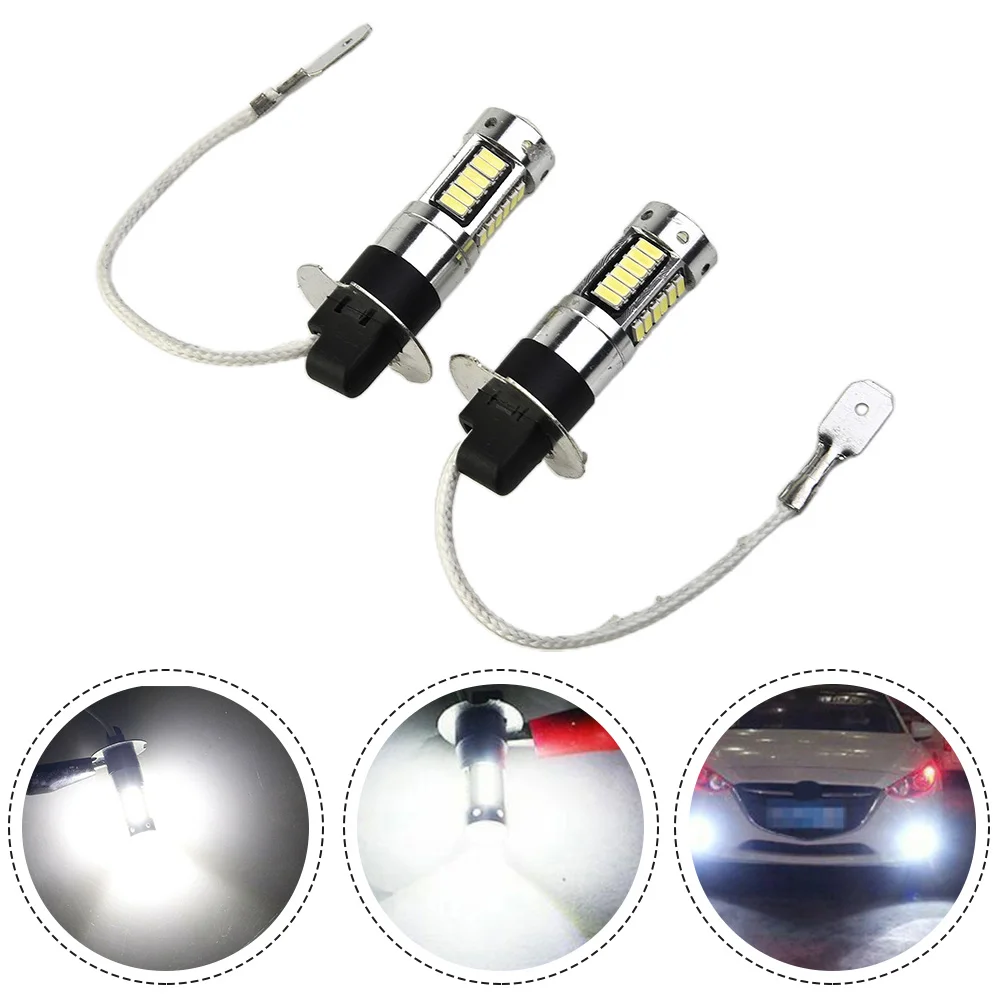 

Pair Of H3 LED Fog Light Bulb Conversion Kit Super Bright Canbus 6000K White 100W With COB LED Technology High Power LED Chip