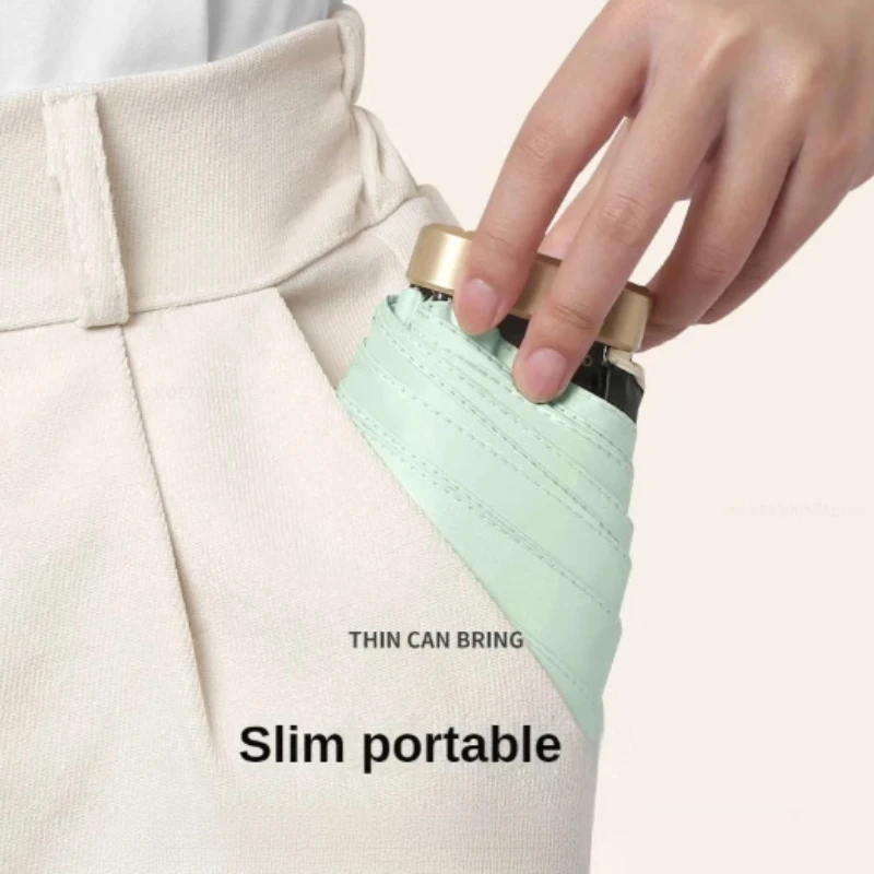 Compact Dual-Use UV Protection Pocket Umbrella with Vinyl Coating