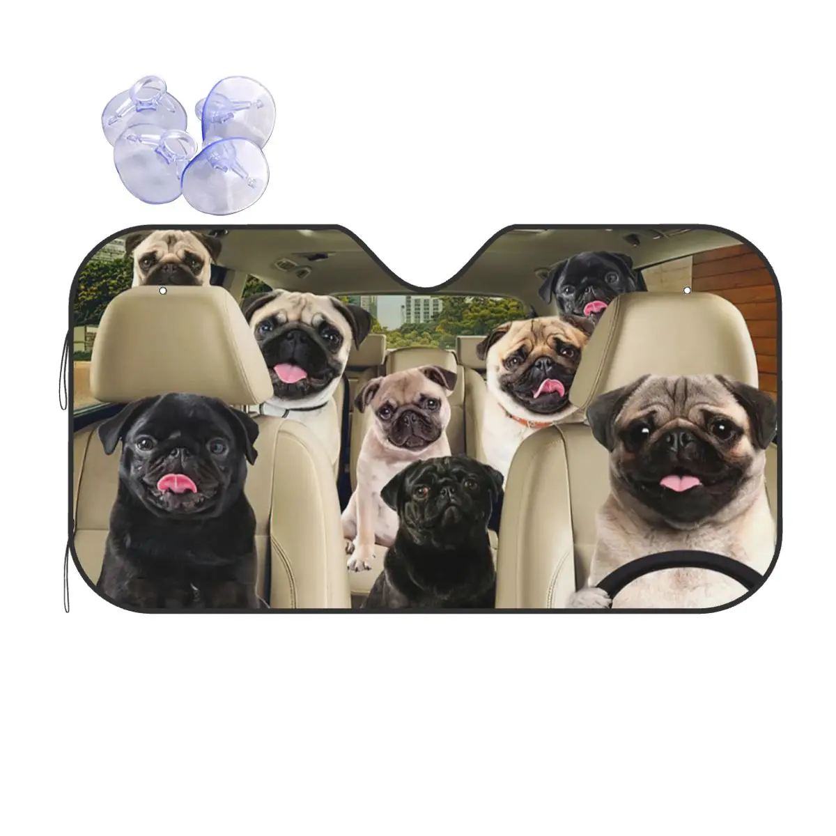 

French Bulldog Driver Sunshade Windscreen Animals Dog Aluminium Foil Car Window Windscreen Cover Ice Shield Dust Protection