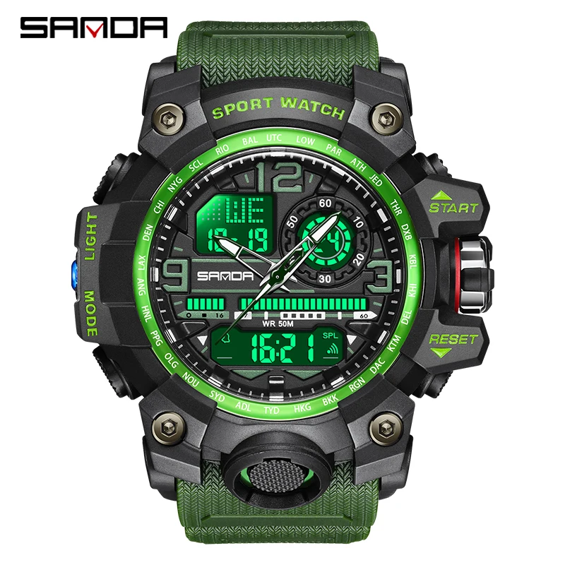 

SANDA G style New Men Watch 50M Waterproof Sports Military Quartz Watch For Male Electron Digital Wristwatch Reloj De Hombre