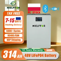 Batterie au lithium LiFePO4 48V 314Ah 16kWh avec disjoncteurs, écran tactile LCD, RS485/CAN pour système solaire domestique hors réseau, batterie LiFePO4 51.2V 300Ah, stock UE 1