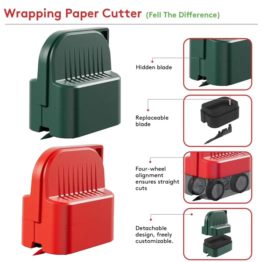 Wrapping Paper Cutter 2 piece with 2 interchangeable blades