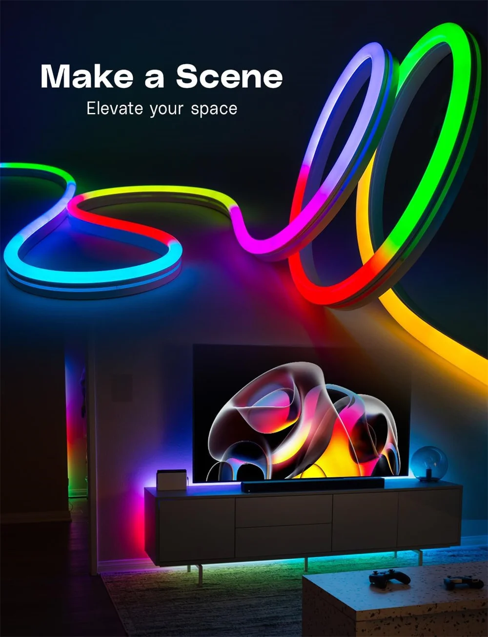 5V Flexible Light Strip USB RGBIC Dreamcolor Chasing Strip RGBIC Neon Rope Light Bluetooth Neon LED Strip Lights with Music Sync