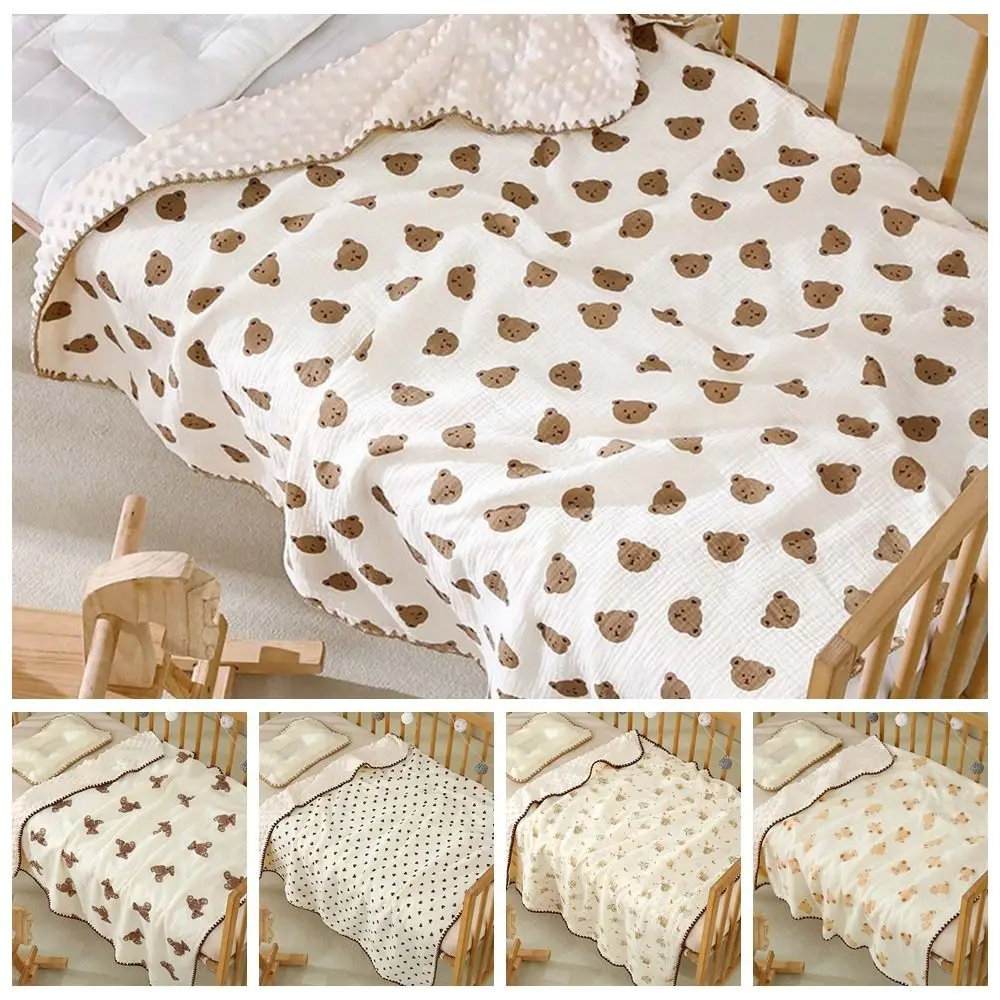 Breathable Baby Bean Blanket Bear Printed Koala Cover Blanket for Infant Soft Skin-friendly Nap Sleeping Rug Dormitory