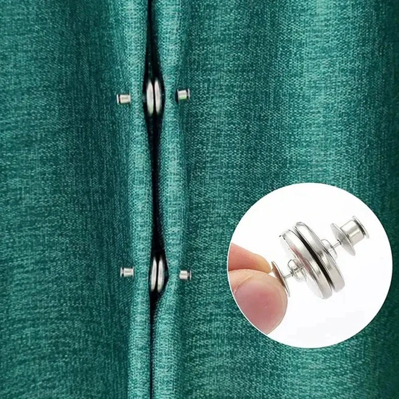 Curtain clips 4 Pairs Magnetic Detachable Lightproof Adjustable Window Screen Fastener Magnet Buckle for Home Blackout Curtains