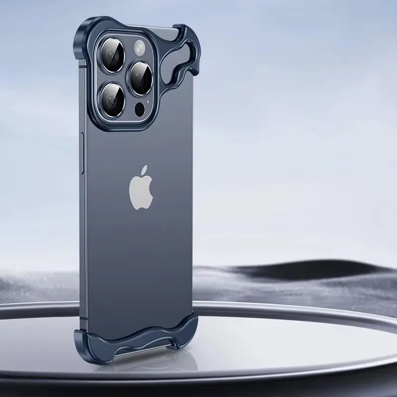 Luxury Irregular Metal Bumper Shockproof Phone Case with Plating Ultra-Thin Design