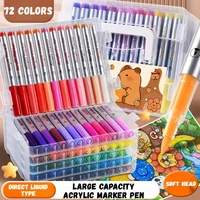 Capybara Acrylic Marker Pens 72 Colors Dual Tip Brush Pen Art Supplies for Drawing Sketching School Stationery Office Gift