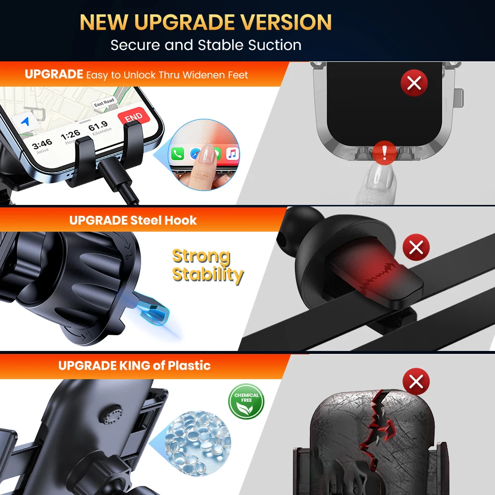 TOPK Car Phone Holder Air Vent Car Mount [Big Phone & Thick Cases] Hands Free Cell Automobile Clamp Cradles for All Phones Car Phone Holder