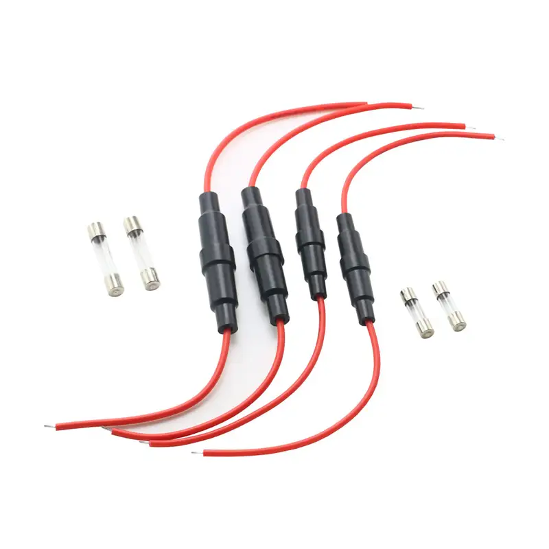 5PCS 5*20mm 6*30mm Glass Fuse Holder Screw Type 5X20mm with 22 20 18 16 14AWG Wire Cable 250V 5X20MM Glass Fuse Tube Fuse Casing - Image 5