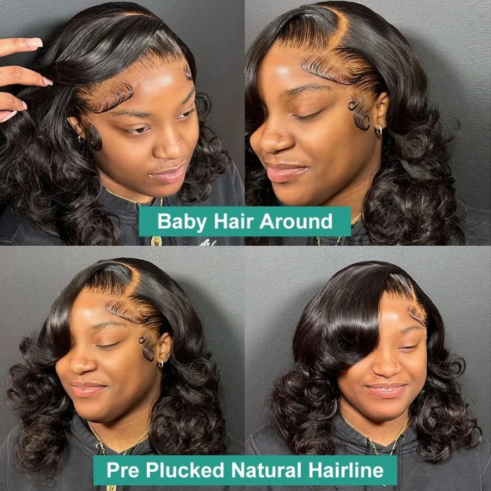 13x4 Lace Front Wigs Human Hair Pre Plucked Wigs for Black Women Short Glueless Wig Body Wave Lace Front Human Hair Wig 18 Inch
