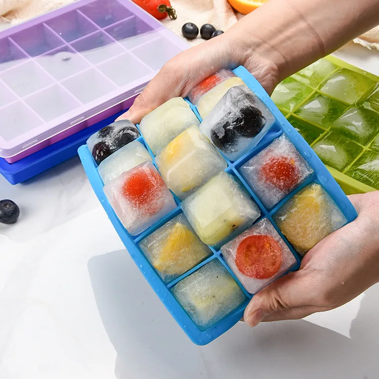 

15 Grid Ice Tray Mold Box Silicone Ice Cube Square Tray Mold Diy Bar Pub Wine Ice Blocks Maker Model Kitchen tools