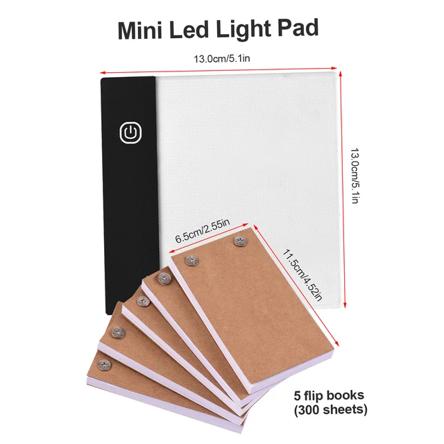 Flip Book Kit with Mini Light Pad LED Lightbox Tablet Design with Hole 300 Sheets Flipbook Paper Binding Screws for Drawing 4