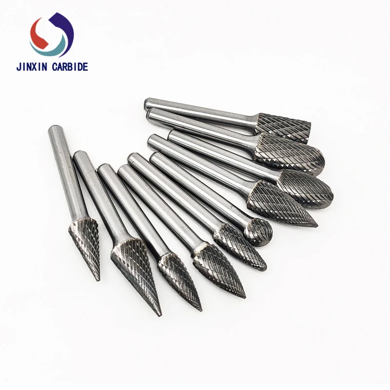 6mm Burr Double Cut Rotary Metal Wood Electric Grinding Shank Drawing Tungsten Carbide Milling Cutter Rotary Tool for black set 2