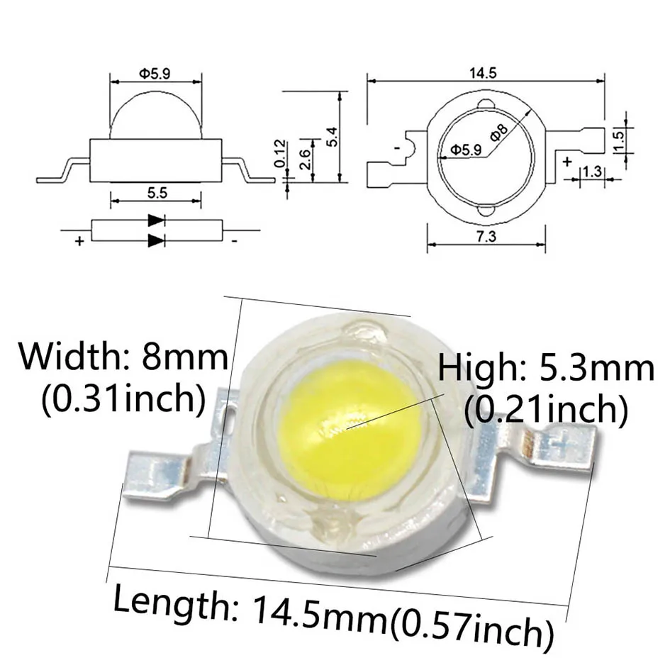 10 stücke 50 stücke 100 stücke 6 W High Power 130LM LED Emitter Licht Dioden 6,2-6,4 V Led-lampe Chip SMD Spot Licht Downlight Diode Lampe DIY – Detail 2
